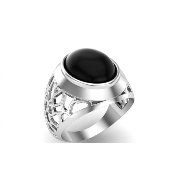 Silver Ring onyx Mucem